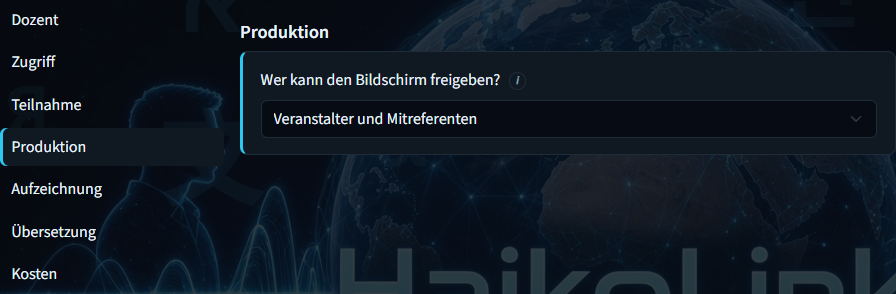 Vortrag erstellen – wer kann den Bildschirm freigeben?