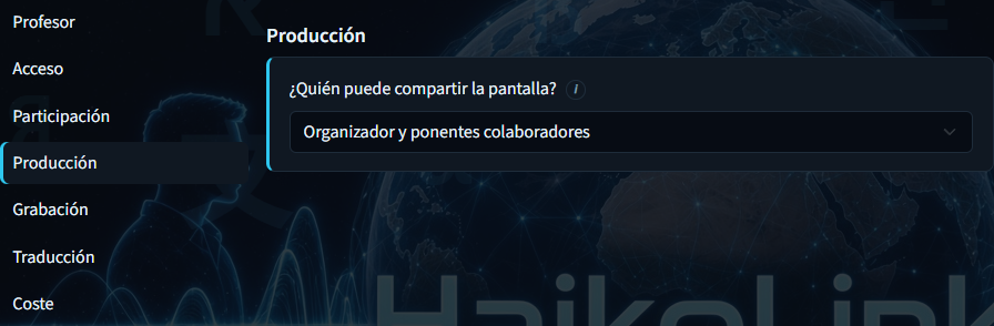 Crear una sesión formativa: quién puede compartir la pantalla