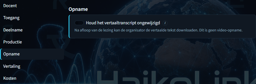 Lezing aanmaken — vertaaltekst behouden